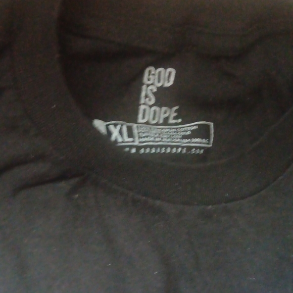 Black T-Shirt with Blue Text - Picture 2 of 5